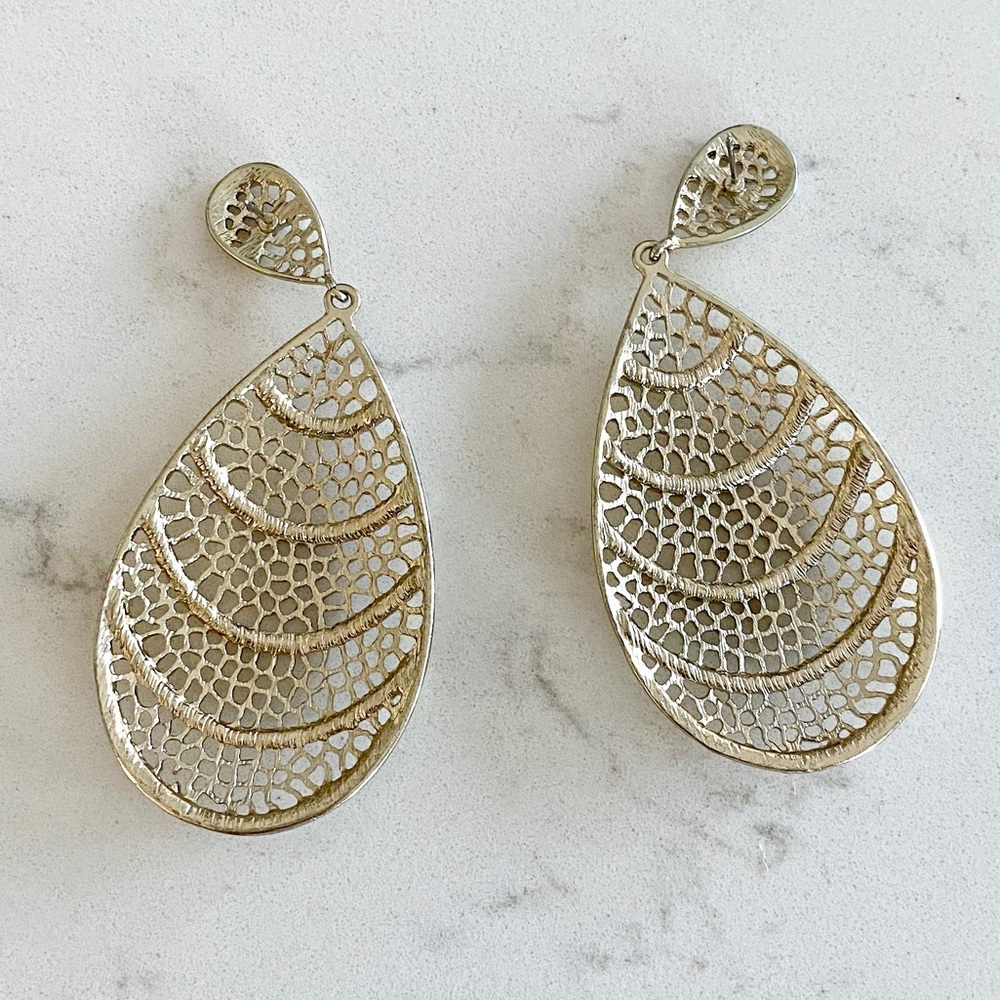 Gold tone faux diamond earrings - Picture 2 of 2